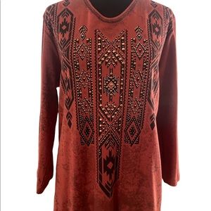 NWT Cactus Bay Jessie 3/4 Sleeve Top with Copper & Silver Studs